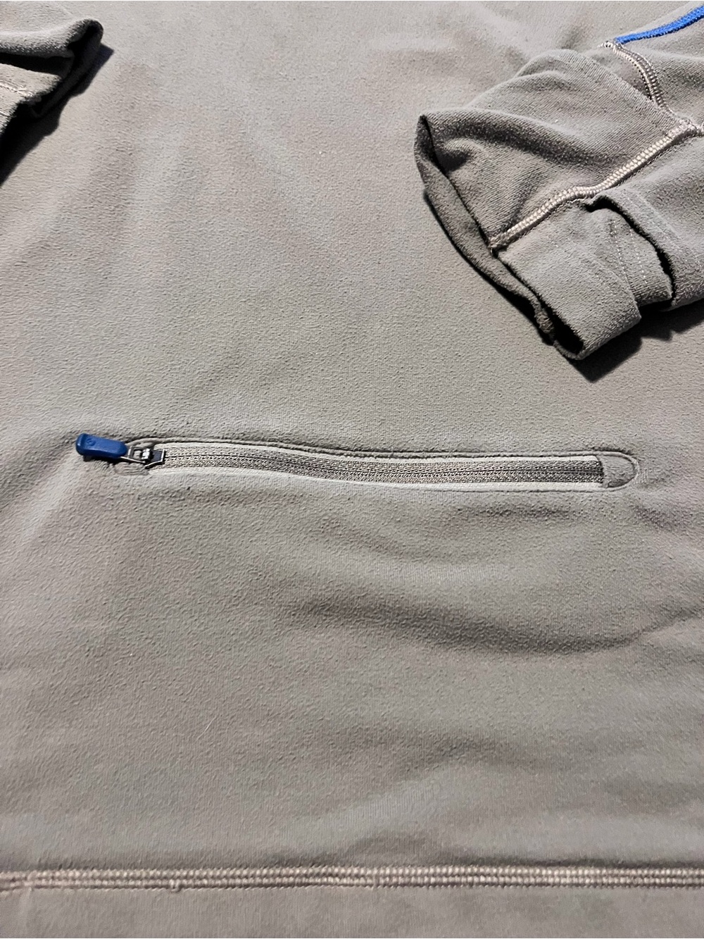 Lululemon Men's Large Grey Long Sleeve 1/4 Zip Pullover Top with Blue Trim - Picture 7 of 7